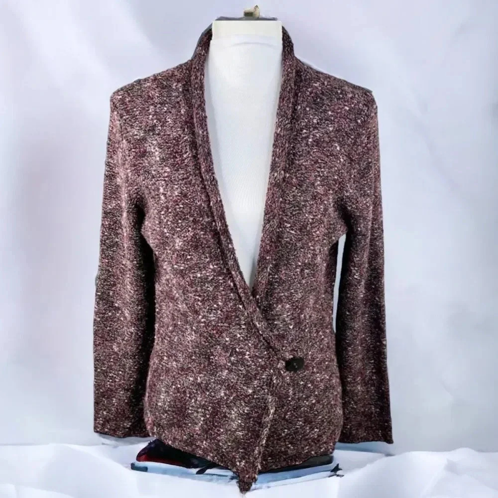 J. Jill Boucle Single Button Purple Cardigan Jacket Size M